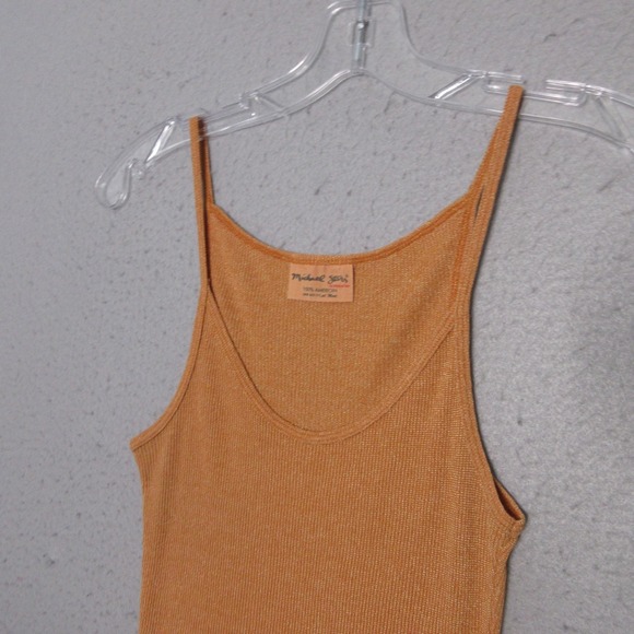 Michael Stars Tank Top Orange Fitted One Size Y2K Long Ribbed Made in The USA - Picture 2 of 9